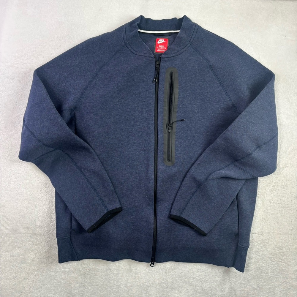 Nike Tech Blue Full Zip Long Sleeve Sweatshirt Jacket Men's XL Tall
